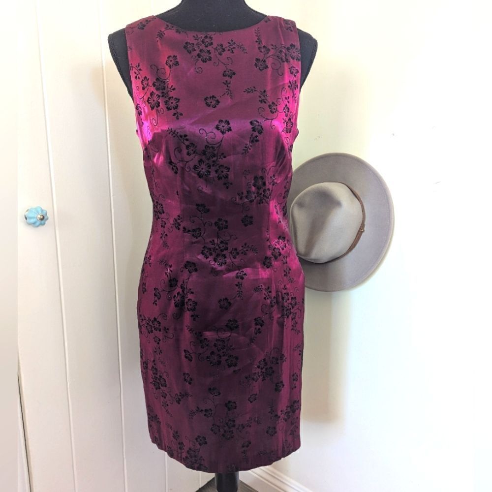 VTG CDC Magenta Black Glitter Dress Whimsigoth Fairy Grunge 80s 90s 10
